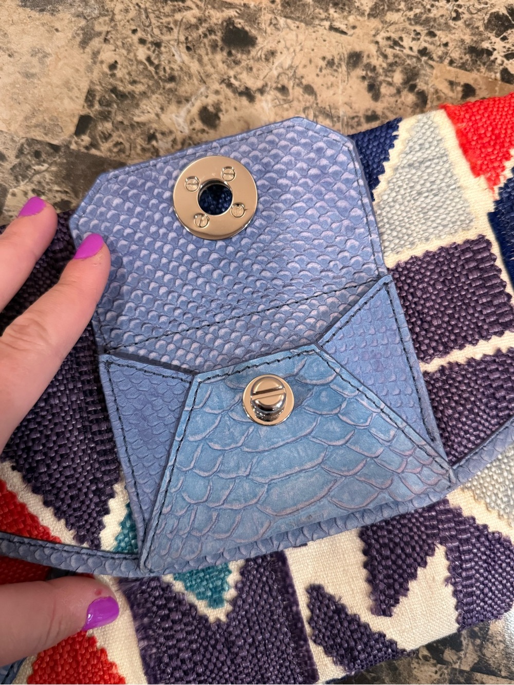 Henri Bendel Geometric Print Clutch RARE - Picture 7 of 16